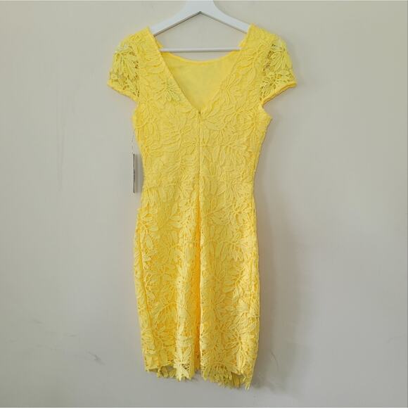 Lulu's Yellow Lace Bodycon Dress - Picture 3 of 7